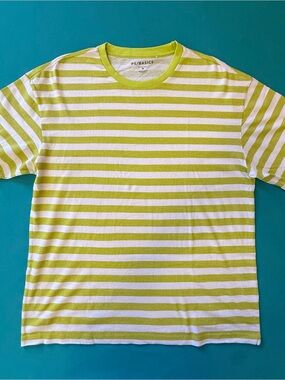 PacSun Striped Lime Green and White Short Sleeve Tee